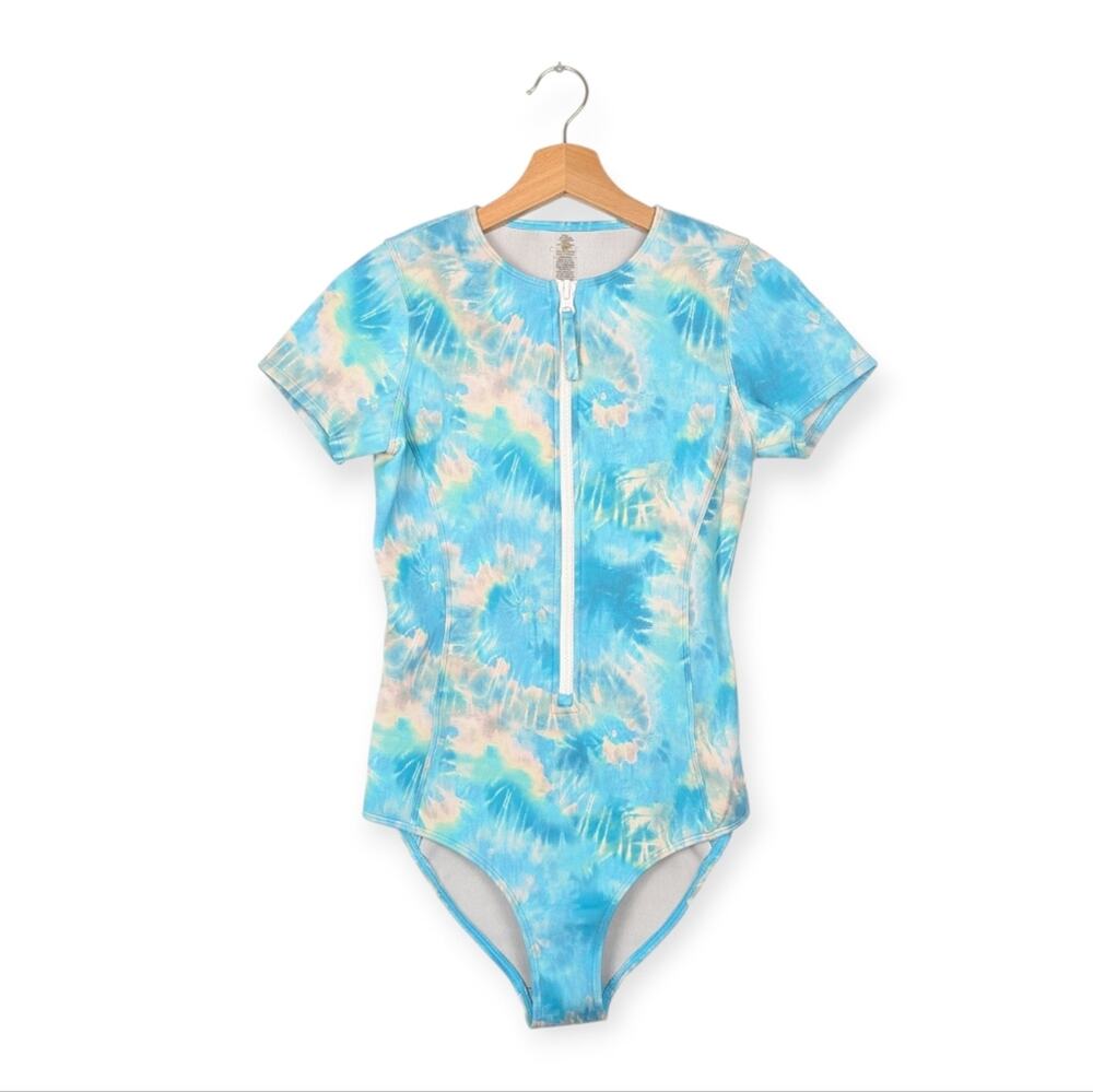Johnny Was Calme One Piece Swimsuit S Aqua Tie Dye Neoprene Resort Swim